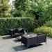 Suzicca 5 Piece Patio Set with Cushions Poly Rattan Dark Gray