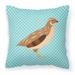 Golden Phoenix Quail Blue Check Fabric Decorative Pillow