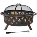 Viviana Fire Pit - Sphere Outdoor Wood Burning and Grill for Camping and Picnic - Portable Steel Frame with Legs Mesh Cover Poker - Bonfire and Cooking in The Patio Deck Garden Backyard