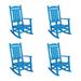 WestinTrends Malibu Outdoor Rocking Chair Set of 4 All Weather Poly Lumber Adirondack Rocker Chair with High Back 350 Lbs Support Patio Rocking Chair for Porch Deck Garden Lawn Pacific Blue