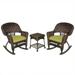 Jeco 3pc Wicker Rocker Chair Set in Espresso with Green Cushion