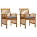 Suzicca Patio Dining Chairs 2 pcs with Cushions Solid Acacia Wood