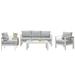 Superjoe Aluminum Outdoor Furniture Set 4 Pcs Patio Sectional Conversation Sofa Set with Coffee Table White