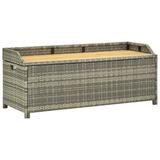 Patio Storage Bench 47.2 Poly Rattan Gray