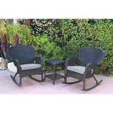 Jeco Windsor Resin Wicker 3 Piece Patio Rocker Conversation Set