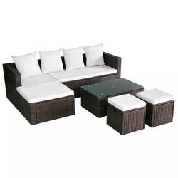 vidaXL Garden Lounge Set with Cushions 4 Pieces Poly Rattan Patio Multi Colors