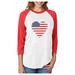 Love USA 4th of July Tstars Women s Baseball Jersey Shirt - Patriotic American Heart Flag Design - Perfect Independence Day Gift - 3/4 Sleeve Raglan Tee - Medium red/white