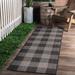 CAMILSON Buffalo Plaid Indoor Outdoor Rug 2 x 7 Dark Grey Checkered Area Rugs