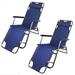 Folding Beach Lounge 2 Pack Sun Patio Chaise Reclining Lounge Chair Unbranded Outdoor Pool Lawn Lounger Blue