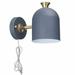 FSLiving Mid Century Modern Wall Sconce with 6 Feet On/Off Switch Plug-in Cord Macaroon Adjustable Lampshade for Bedroom Bathroom - 1 Light(Blue)