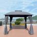 Kmowoo 10x10 Ft Outdoor Patio Garden Gazebo Canopy With Curtains Grey Top