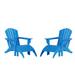 Westin Outdoor 4-Piece Adirondack Patio Chairs with Ottoman Footrest Set Pacific Blue