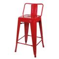 GIA Design Group 24 inch Counter Height Low Back Metal Stool Scarlet Red