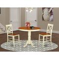 East West Furniture Jackson 3-piece Wood Dining Room Set in Buttermilk/Cherry
