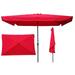 10ftx6.5 Ft Patio Umbrella Rectangular Outdoor Umbrella Sun Shade with Crank and Push Button Tilt 45 Degrees Rotation Canopy Sunbathing Umbrella for Garden Backyard Pool Beach Red