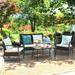 Costway 4PCS Patio Rattan Furniture Set Outdoor Conversation Set Coffee Table w/Cushions