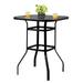 VINGLI Outdoor Bar Table Bistro Table Metal Frame Patio Bar Table Tempered Glass Table Top All Weather Outdoor Bar Height(Black)