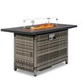 Outdoor Propane Fire Pit Table SYNGAR 43 inch 50 000 BTU Gas Fire Pit with Glass Wind Guard Volcanic Stones & Lid 2-in-1 Rectangle Fire Pit Table for Patio Backyard Poolside CSA Certification