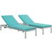 Pemberly Row 3-Piece Modern Aluminum Patio Chaise Lounge Set in Turquoise