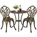 3 Piece Aluminium Patio Bistro Table and Chairs Set Outdoor Furniture Bistro Set