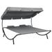 Festnight Patio Bed with Canopy and Pillows Gray