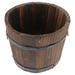 Wooden Round Barrel Planter Flower Pots Home Office Garden Wedding Decor (Flat Mouth/Medium/Brown/15x12x13cm)