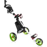 BOBOPRO Golf Push Cart 3 Wheels Folding with Umbrella Scorecard Drink Holder Golf Pull Cart