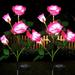 Solar Garden Lights Outdoor 2 Pack Solar Pink Rose Flower Lights with 10 Roses Solar Christmas Decorative Lights Waterproof for Patio Backyard Yard Pathway Xmas Decorations