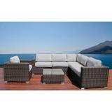 Living Source International 7-Piece Rattan Sectional Set with Cushions in Brown