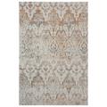 Laddha Home Designs 5.25 x 7.75 Beige and Blue Rustic Damask Rectangular Outdoor Area Throw Rug