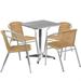 Flash Furniture 23.5 Square Aluminum Indoor-Outdoor Table Set with 4 Rattan Chairs Beige