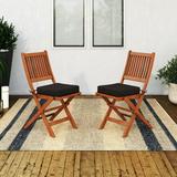CorLiving Miramar Outdoor Wood Folding Chairs Set of 2 Brown