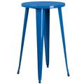 BizChair Commercial Grade 24 Round Blue Metal Indoor-Outdoor Bar Height Table