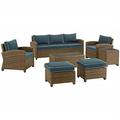 Crosley Furniture Bradenton 7-piece Fabric Outdoor Sofa Set in Navy/Brown