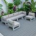 LeisureMod Chelsea 6-Piece Outdoor Patio Sectional Weathered Grey Aluminum With Beige Cushions