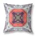 HomeRoots 411705 18 in. Geo Tribal Indoor & Outdoor Throw Pillow Light Blue Grey & Peach