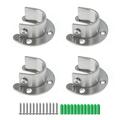 28pcs Stainless Steel Thicken U Shaped Bracket Wardrobe Hanging Rail Rod End Bracket Support Closet Pole Sockets Silver (4pcs 25m