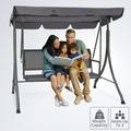 Outdoor Patio Canopy Swing Chair w/Textilene Breathable 3 Seat Canopy Porch Swing w/Adjustable Shading