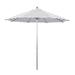 California Umbrella Venture Series 9 Ft Octagonal Aluminum Patio Umbrella W/ Push Lift & Fiberglass Ribs - Silver Anodized Frame / Olefin Gray White Cabana Stripe Canopy