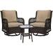 Outdoor Wicker Swivel Rocker Patio Set 360 Degree Swivel Rocking Chairs Elegant Wicker Patio Bistro Set with Premuim Cushions and Armored Glass Top Side Table for Backyard