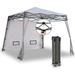 EzyFast Pop up Canopy Tent Khaki Outdoor Sports Beach Cabana with Wall and Built-in Weight Bags 8 x8 Base/6â€™x6â€™ Top