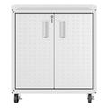 Manhattan Comfort Fortress Metal Mobile Garage Cabinet with Shelves in White