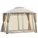113in Large Gazebo Canopy Tent Seizeen Hexagonal Gazebo Canopy With Netting Sidewall Double Top Gazebo All-Weather for Party Picnic Camping BBQ Wedding