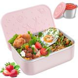 Bento Box Stainless Steel Bento Storage Box with 1.6L Salad Dressing Container 2-Compartment Bento Container with Removable Divider Leakproof Food Storage Container with Sealing Lid for School Office