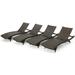 Noble House Thira Outdoor Wicker Chaise Lounge Chair (Set of 4) Mix Mocha