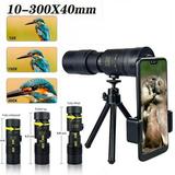 YouLoveIt 4K 10-300X40mm Telephoto Zoom Monocular Telescope Monocular Telescope Monocular Telescope with Smartphone Adapter Tripod for Bird Camping Watching