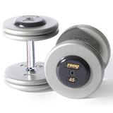 55 - 75 lb. Pro Style Gray Cast Iron Round Dumbbell Set w/ Straight Handle & Rubber Caps (Commercial Gym Quality) by Troy Barbell