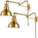 Modern Plug-in Wall Sconces Set of Two Swing Arm Brass Wall Lamp with Plug-in Cord Wall Light Fixture