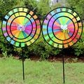 MageCrux 36Cm Colorful Rainbow Triple Wheel Wind Spinner Windmill Garden Yard Decor Toys