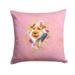 Carolines Treasures CK4192PW1414 Welsh Terrier Pink Flowers Fabric Decorative Pillow 14Hx14W multicolor